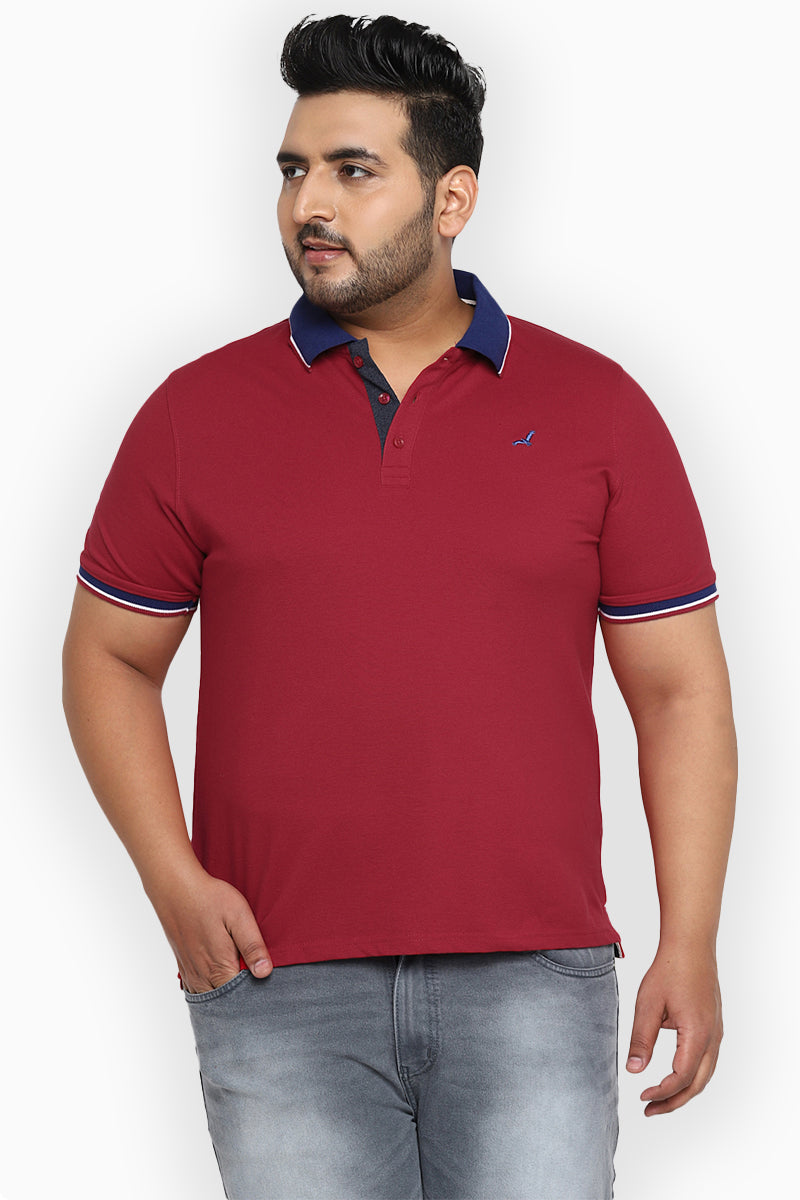 Polo Half Sleeves T-Shirt For Plus Size Men - Jester Red