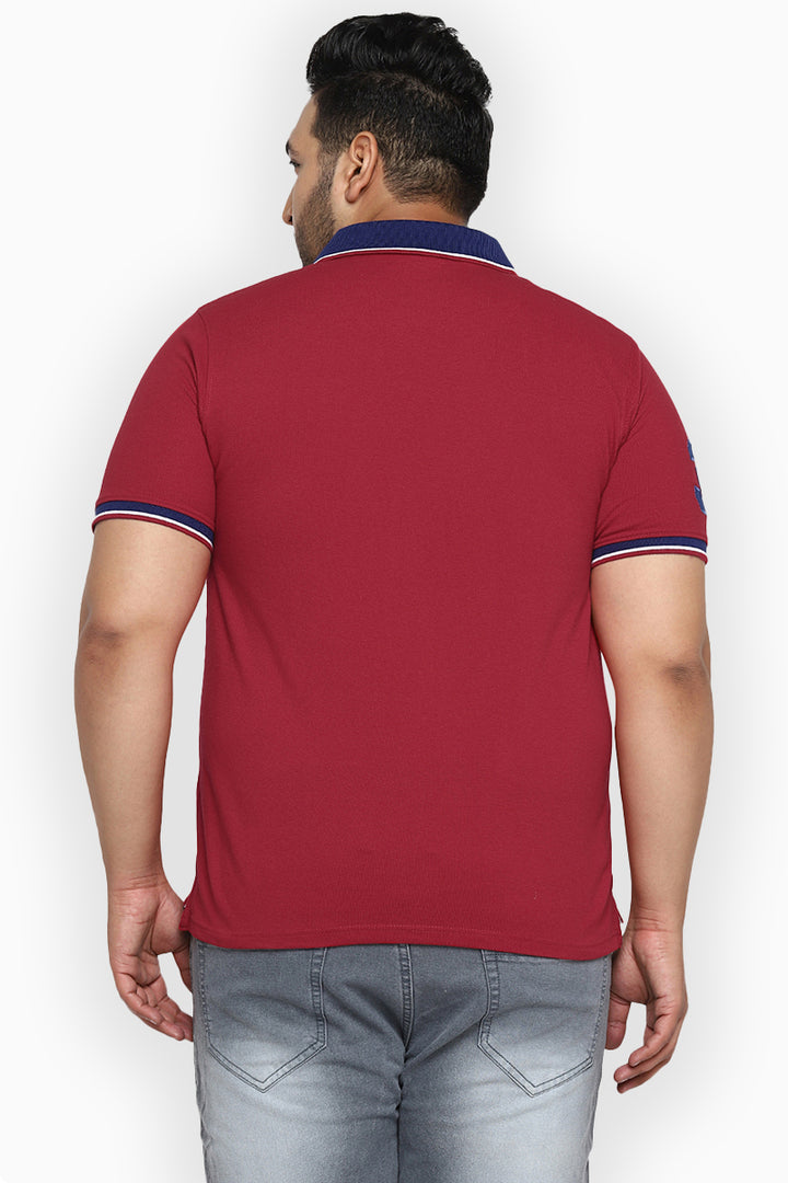 Polo Half Sleeves T-Shirt For Plus Size Men - Jester Red