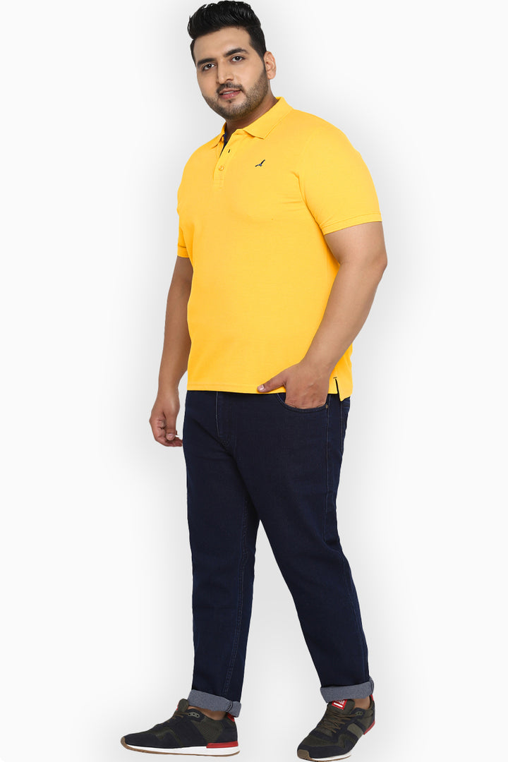 Polo Half Sleeves T-Shirt For Plus Size Men - Amber