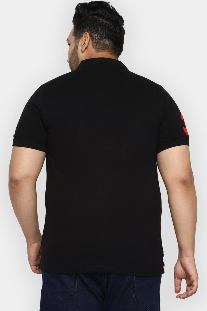 Polo Half Sleeves T-Shirt For Plus Size Men - Black