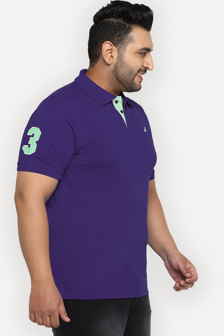 Polo Half Sleeves T-Shirt For Plus Size Men - Deep Purple