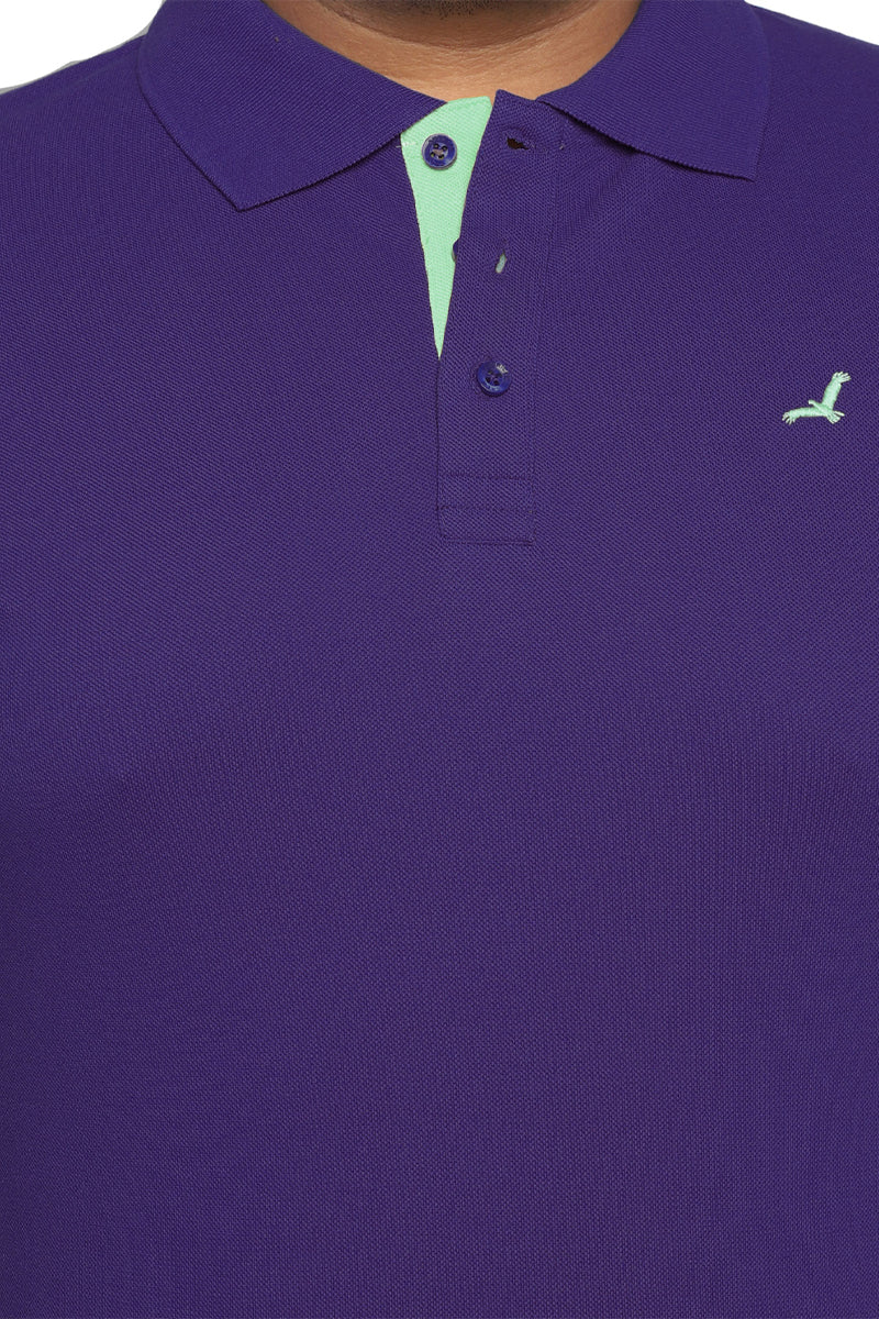 Polo Half Sleeves T-Shirt For Plus Size Men - Deep Purple