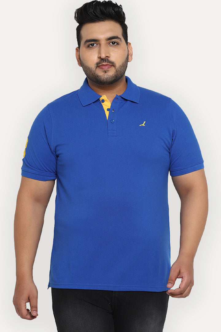 Polo Half Sleeves T-Shirt For Plus Size Men - Princess Blue