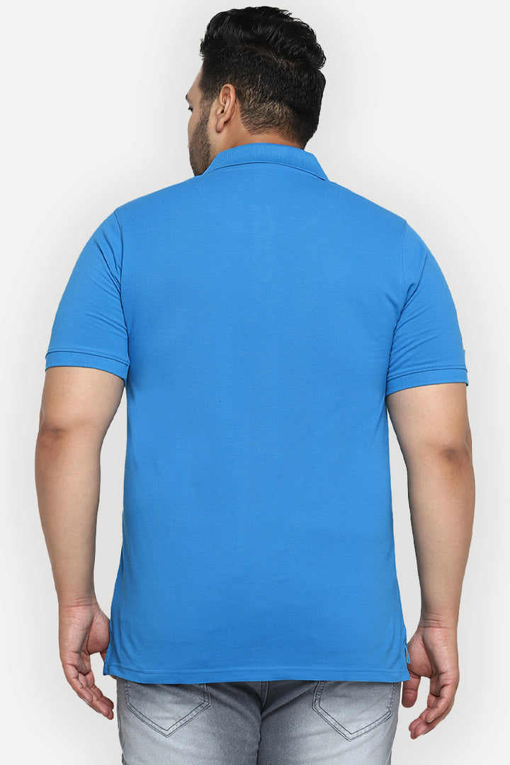 Polo Half Sleeves T-Shirt For Plus Size Men - Dresden Blue