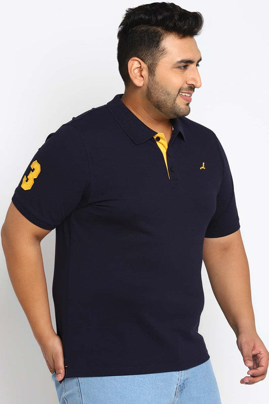 Polo Half Sleeves T-Shirt For Plus Size Men - Deep Navy