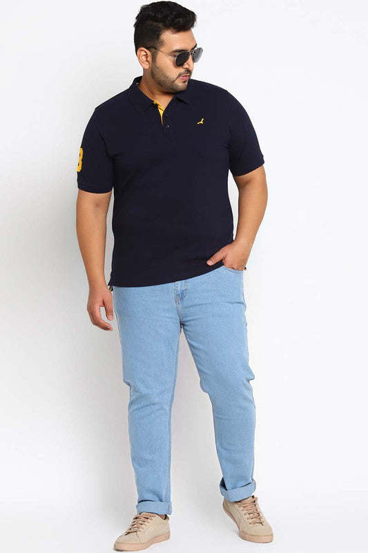 Polo Half Sleeves T-Shirt For Plus Size Men - Deep Navy