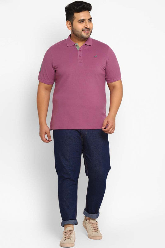 Polo Half Sleeves T-Shirt For Plus Size Men - Purple GumDrop