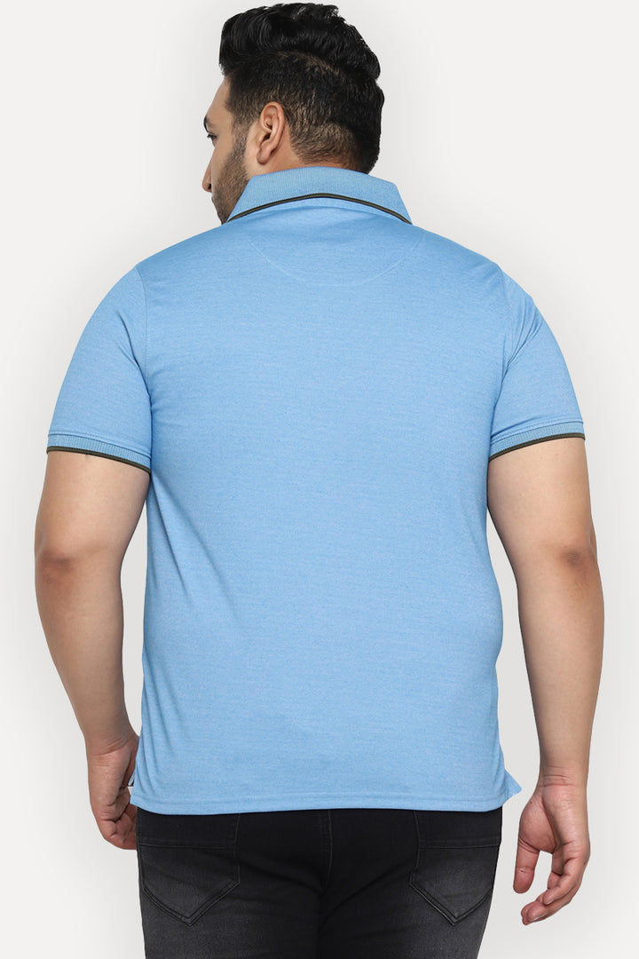 Men's Plus Size Polo Collar T-Shirt - Blue (Birdeye Knit)