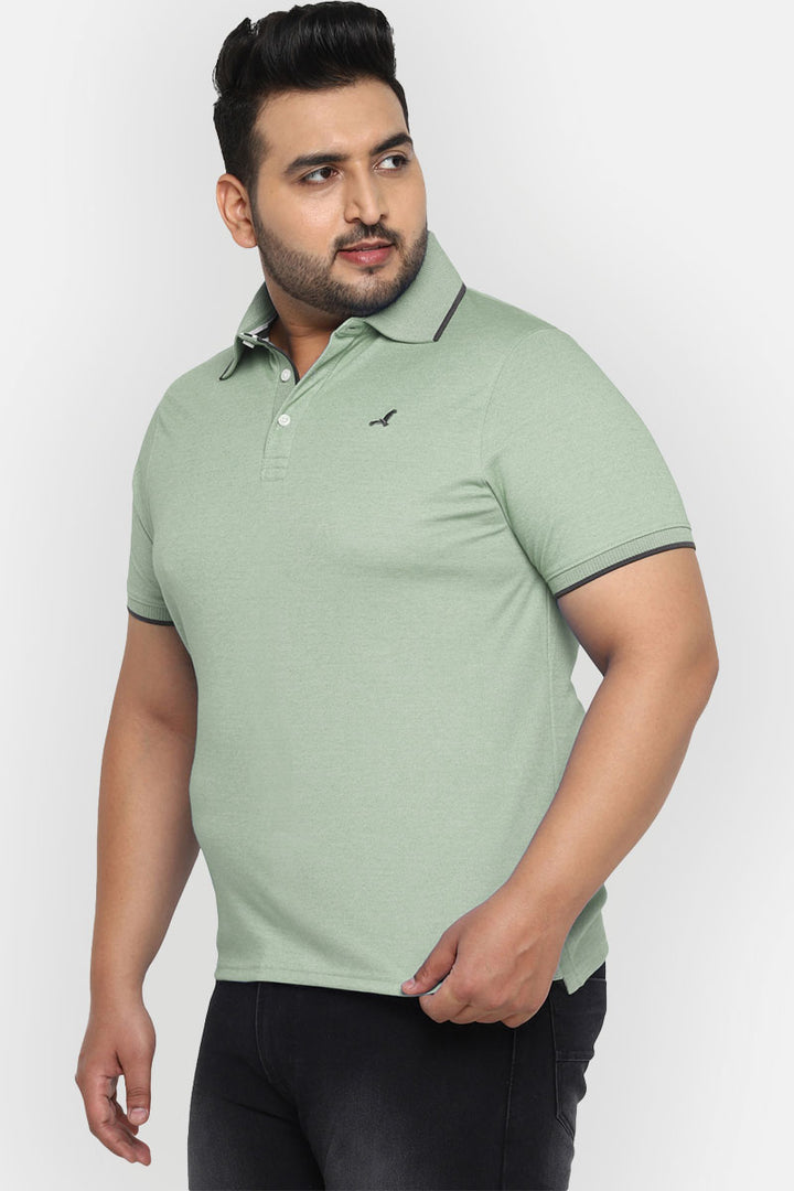 Men's Plus Size Polo Collar T-Shirt - Artichoke Green