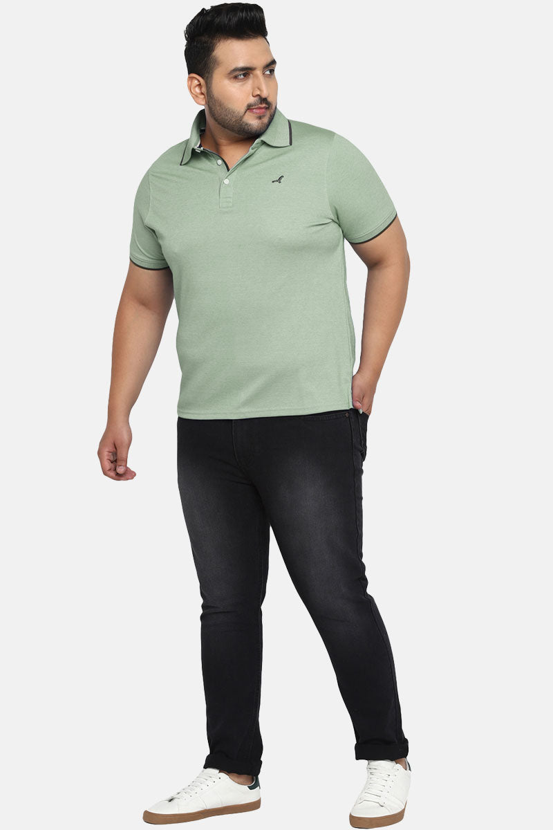 Men's Plus Size Polo Collar T-Shirt - Artichoke Green