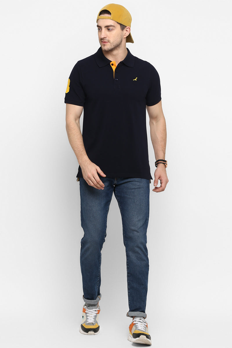 Men's Polo Collar T-Shirt - Dark Navy