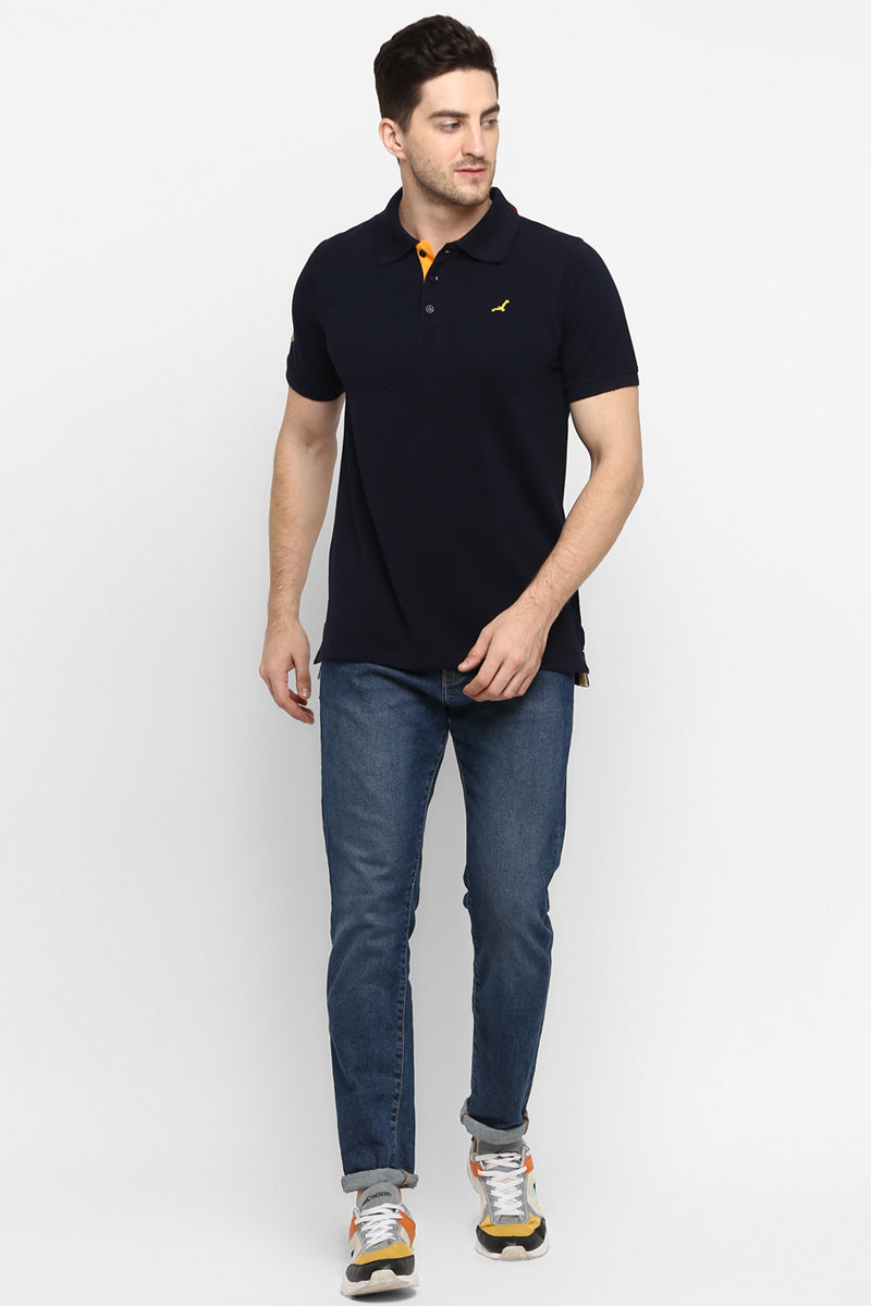 Men's Polo Collar T-Shirt - Dark Navy
