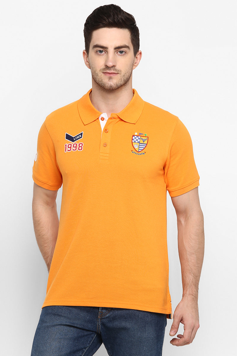 Orange t shirt collar sale