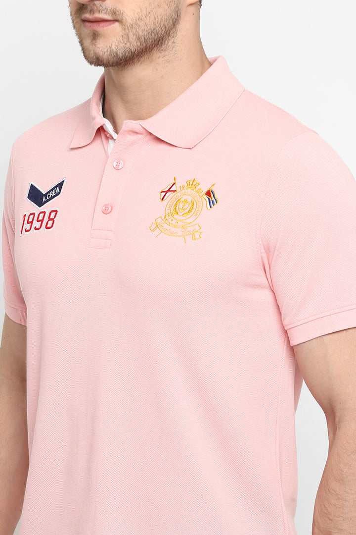 Men's Polo Collar T-Shirt - Pink