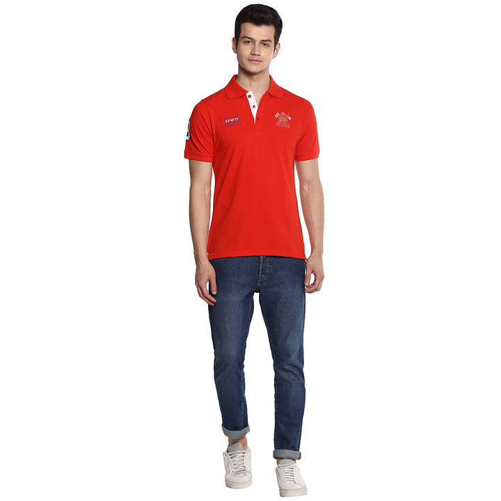 Men's Polo Collar T-Shirt - Fiery Red