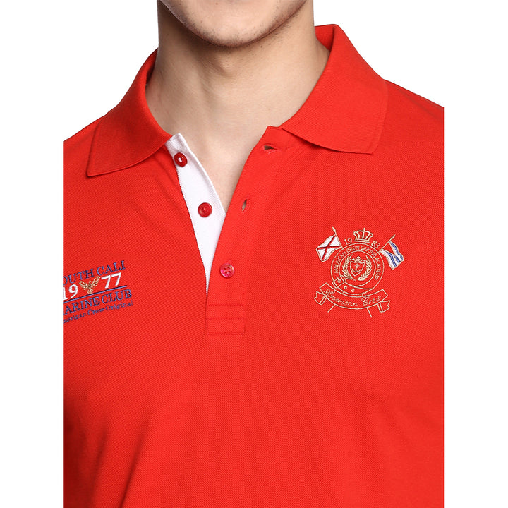 Men's Polo Collar T-Shirt - Fiery Red