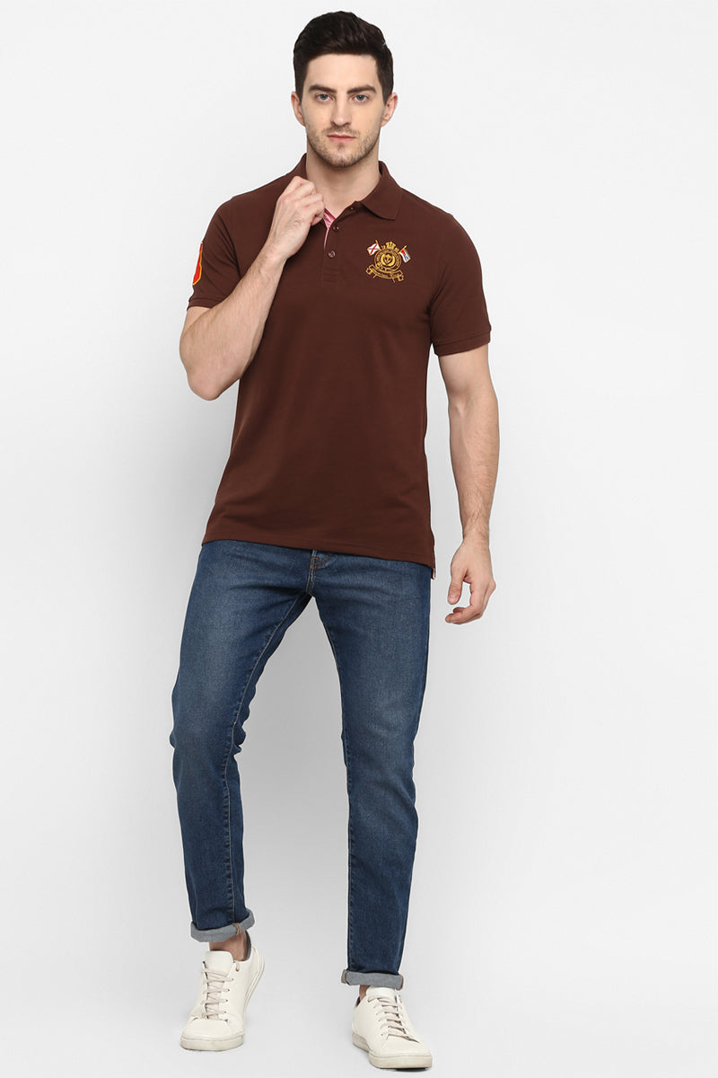 Men's Polo Collar T-Shirt - Dark Brown