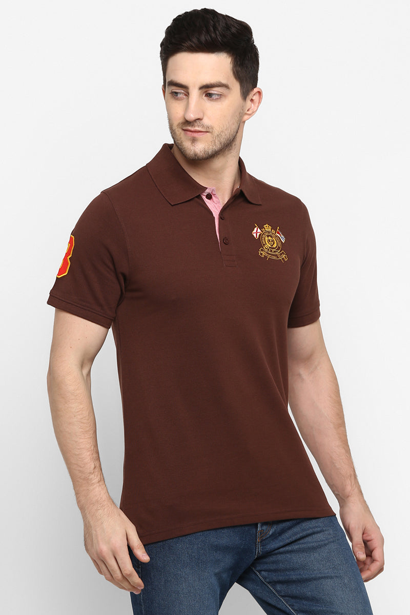Men's Polo Collar T-Shirt - Dark Brown