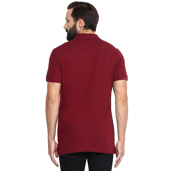 Men's Polo Collar T-Shirt -Burgundy