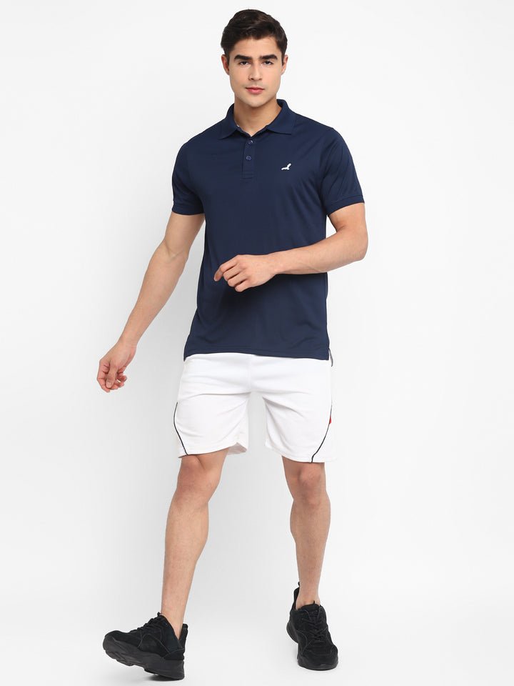 Kooltex Sports Polo T-Shirts For Men with Reflective Details - Navy Blue