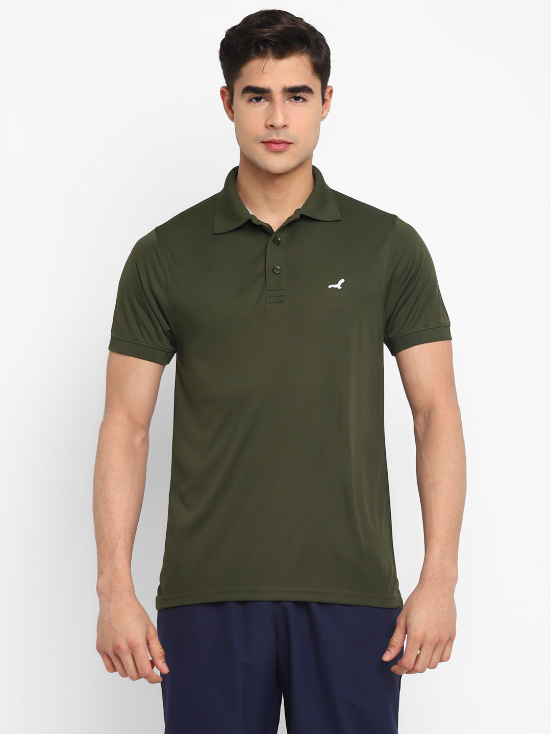 Kooltex Sports Polo T-Shirts For Men with Reflective Details - Dark Olive