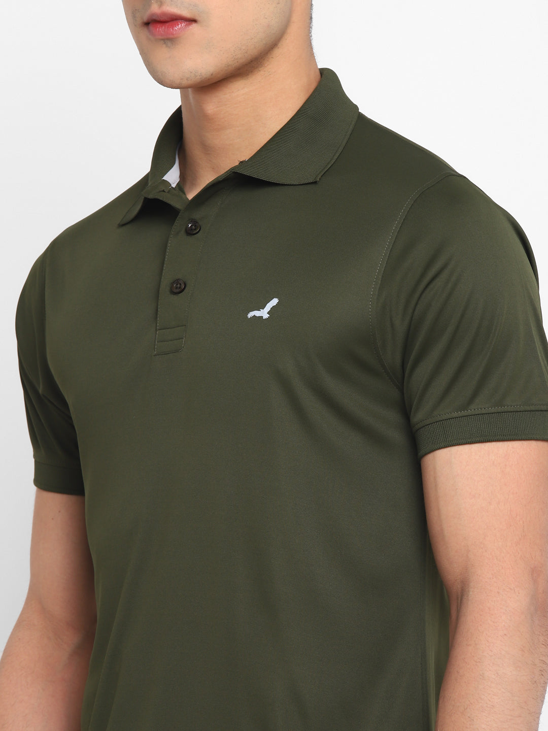 Kooltex Sports Polo T-Shirts For Men with Reflective Details - Dark Olive
