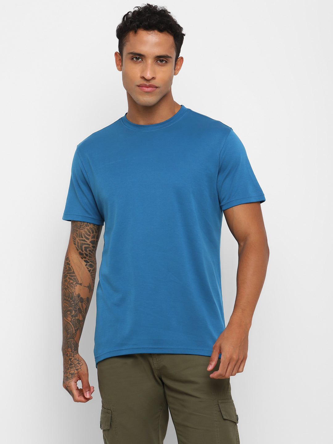 Supima Cotton Round Neck T-Shirt for Men - Sea Blue
