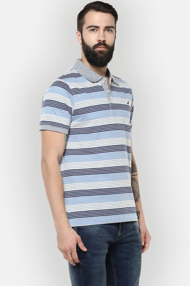 Men's Polo Half Sleeves Yarn Dyed Striped T-Shirt