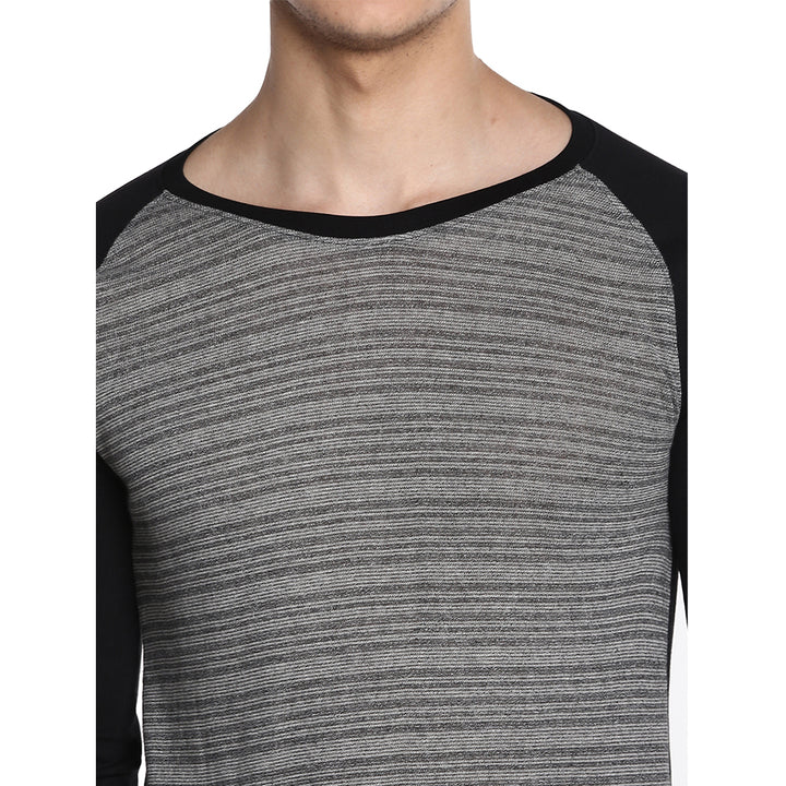 Men's Round Neck T-Shirt - Black & Grey Grindle (Clearance - No Exchange No Return)