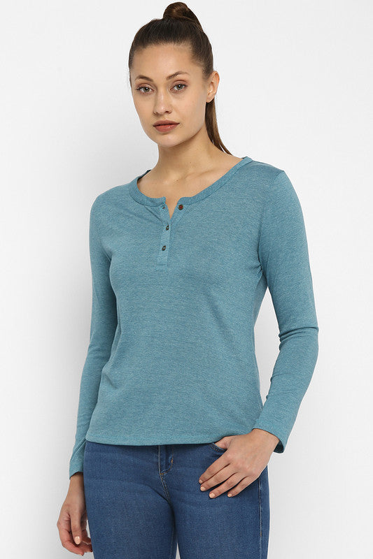 Women's Full Sleeves Henley Top - (Clearance No Exchange No Refund)