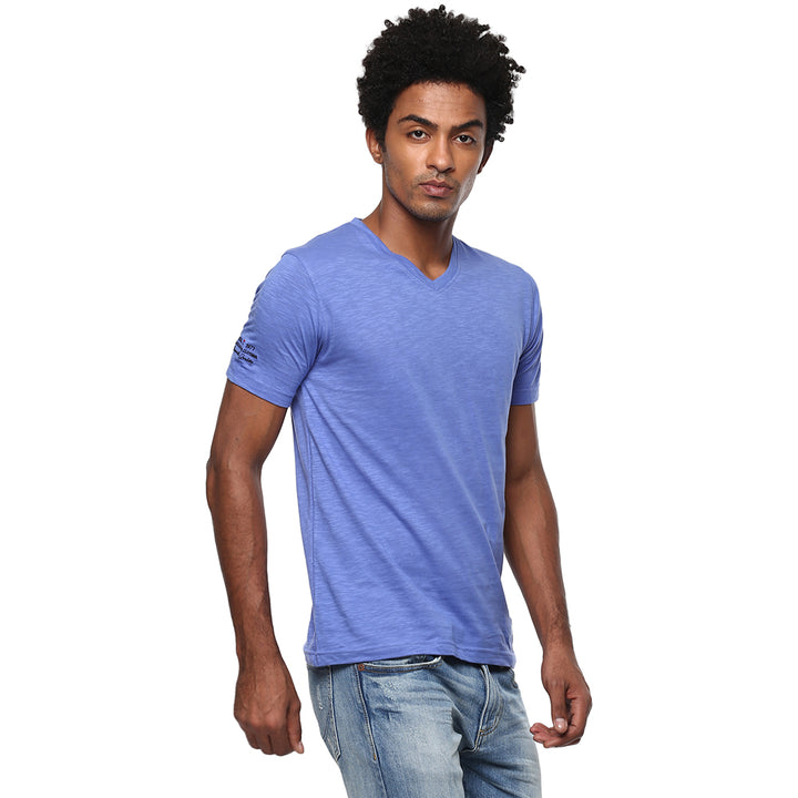 Cotton Men's V Neck T-Shirt - Blue (Clearance - No Exchange No Return)