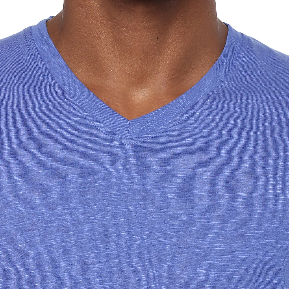 Cotton Men's V Neck T-Shirt - Blue (Clearance - No Exchange No Return)