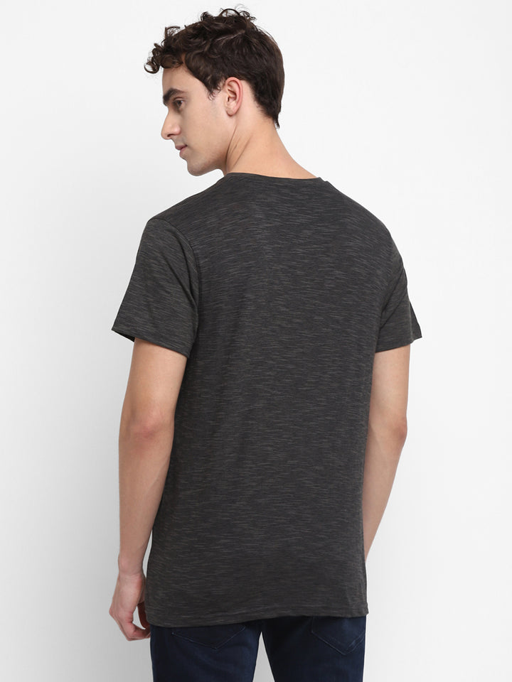 Men's V Neck Half Sleeves T-Shirt - Charcoal (Clearance - No Exchange No Return)