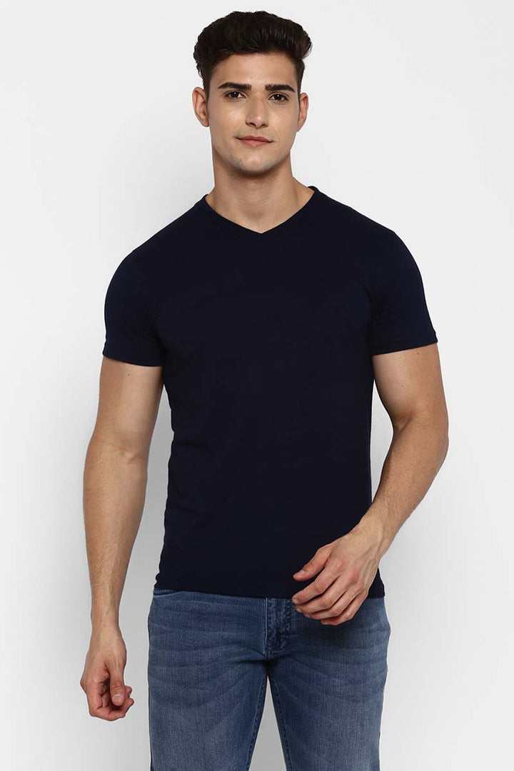 100% Cotton V-Neck Half Sleeves T-Shirt Combo Pack of 3 for Men - Navy, Olive & Off White