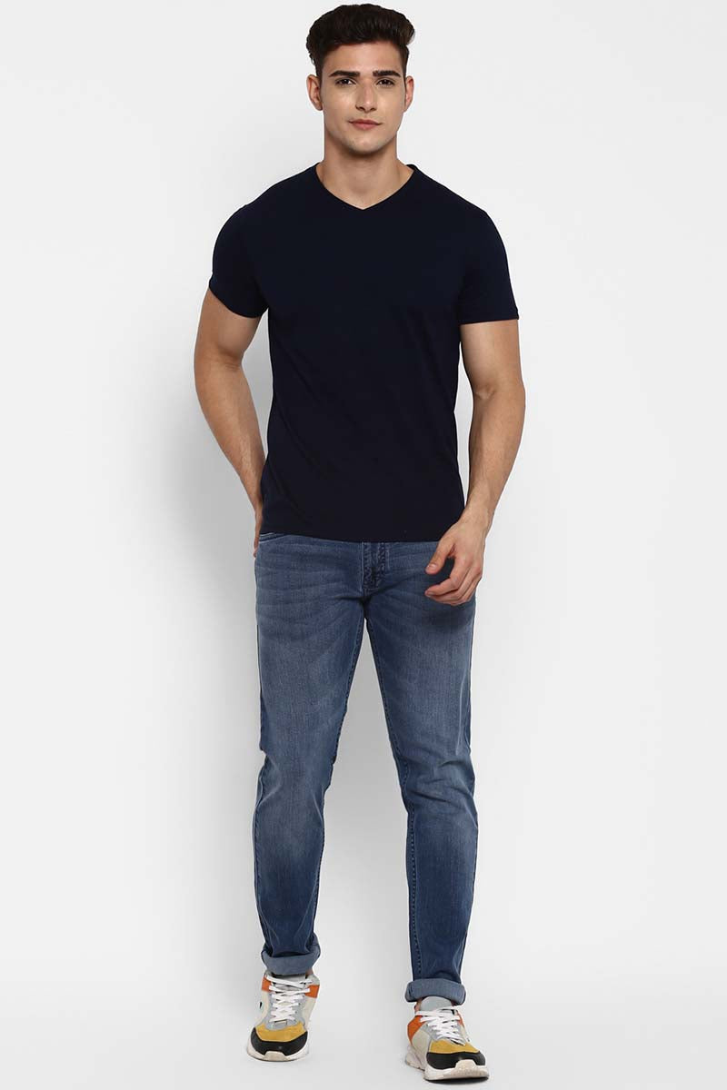 100% Cotton V-Neck Half Sleeves T-Shirt Combo Pack of 3 for Men - Navy, Olive & Off White