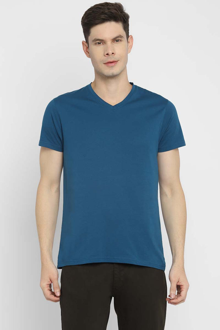 V-Neck Half Sleeves T-Shirt Combo Pack of 3 for Men - White, Black & Teal