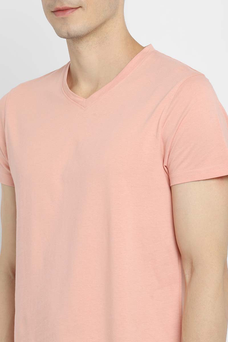 V-Neck Half Sleeves T-Shirt Combo Pack of 3 for Men - White, Navy & Peach