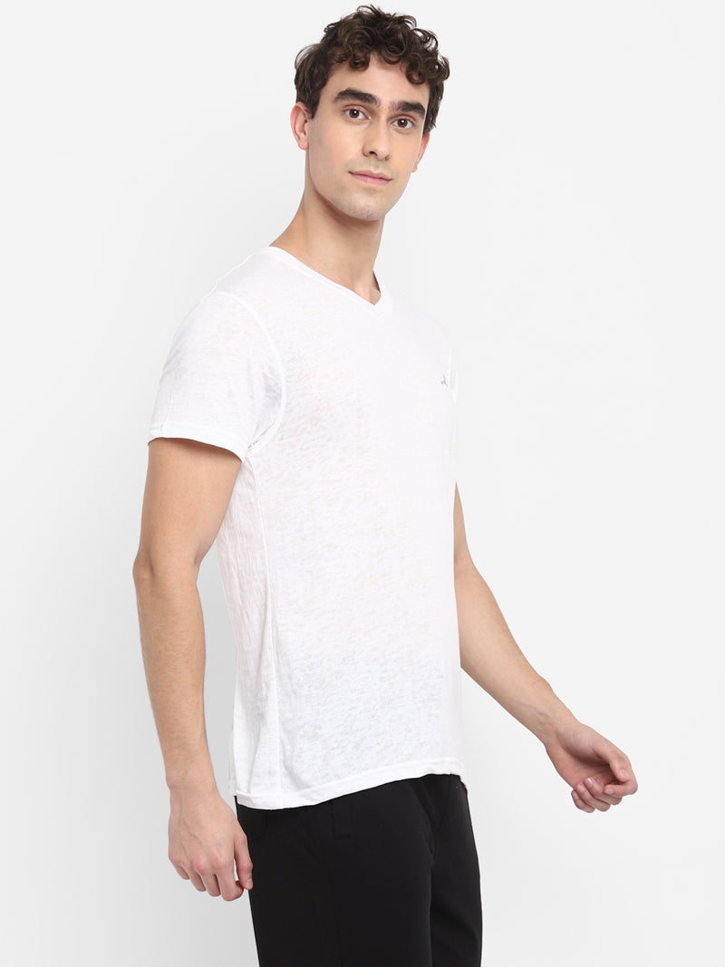 Men's V Neck Half Sleeves T-Shirt Burnt Out Ultra Light Weight Fabric (Clearance - No Exchange No Refund)