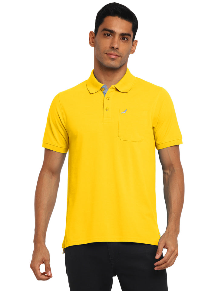 Polo Collar T-Shirt for Men with Pocket - Aspen Gold