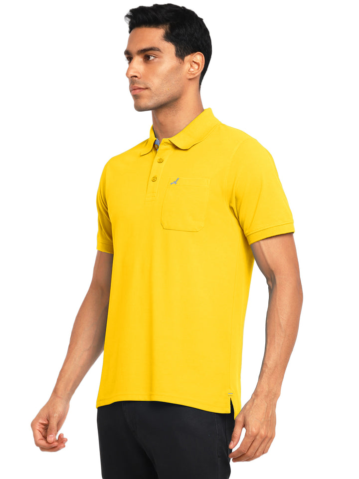 Polo Collar T-Shirt for Men with Pocket - Aspen Gold