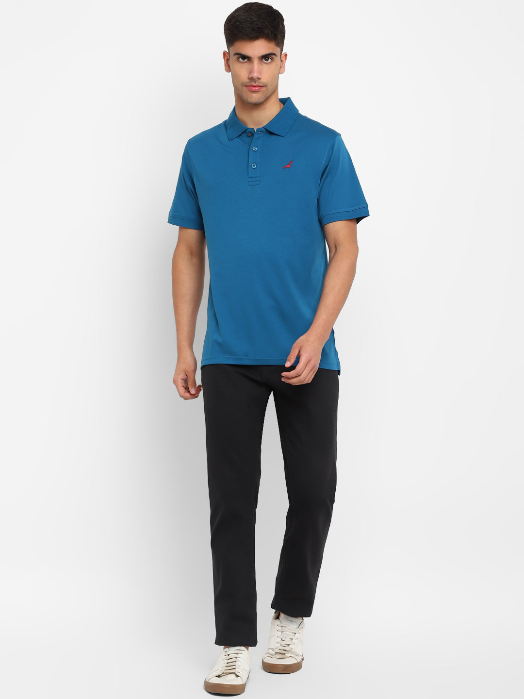 Supima Cotton Polo Collar T-Shirt for Men - Sea Blue