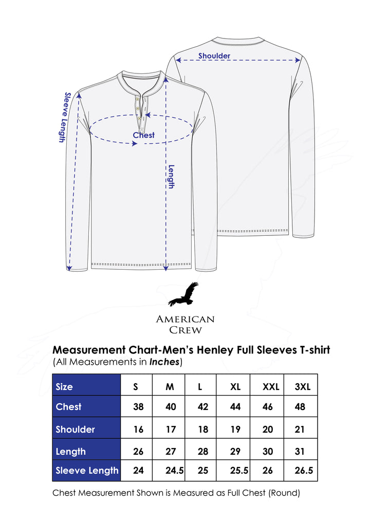 Men's Full Sleeves Henley T-Shirt - (Clearance - No Exchange No Return)