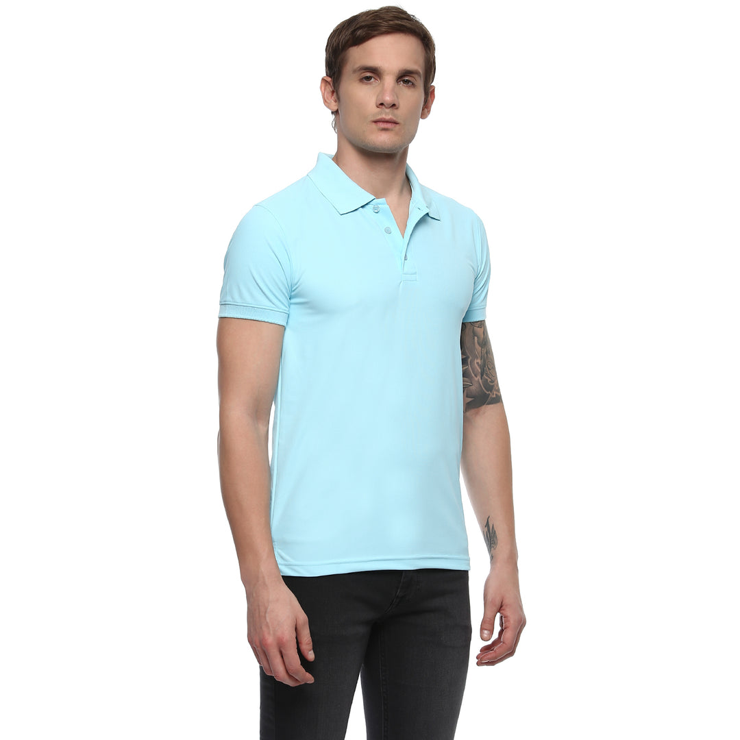 Men's Polyester Polo T-Shirt - Plume Blue