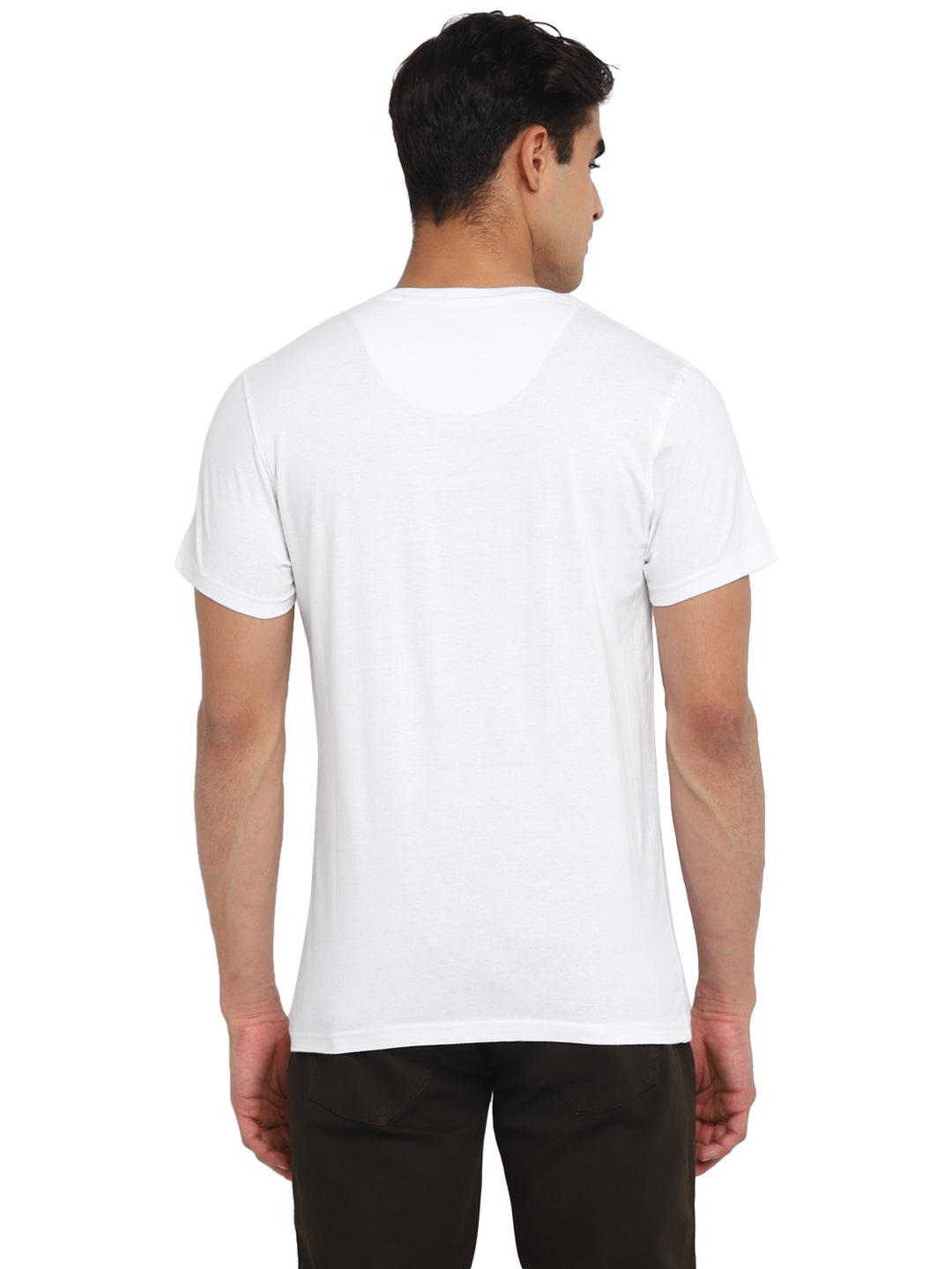 Regular Fit Half Sleeve V-Neck Cotton T-Shirt Pack of 4 - White (Cotton 60% Poly 40%)