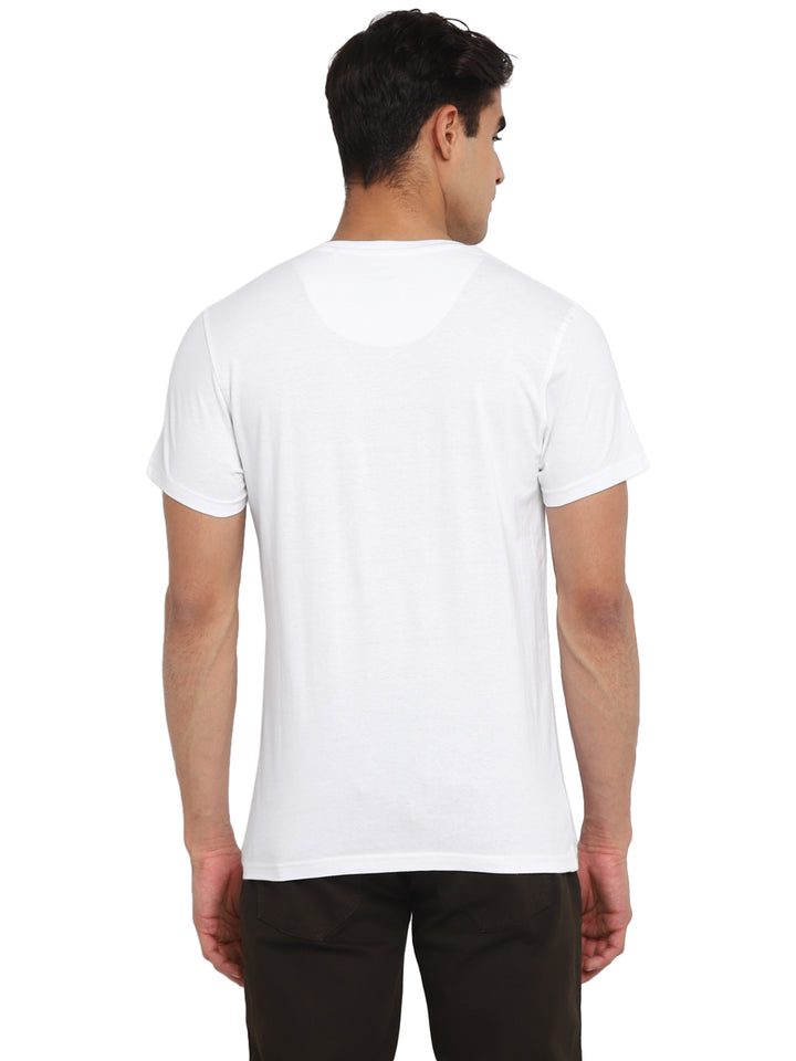 Regular Fit Half Sleeve V-Neck Cotton T-Shirt Pack of 4 - White (Cotton 60% Poly 40%)