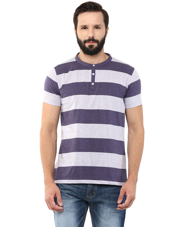 Henley Stripes T-Shirt For Men - (No Exchange No Return)