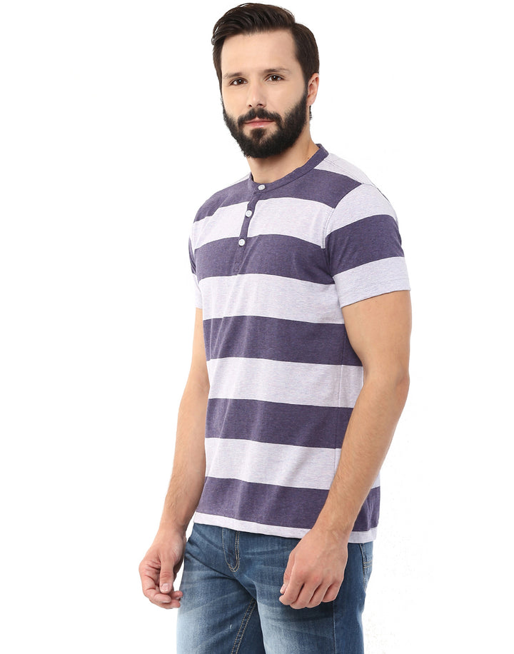 Henley Stripes T-Shirt For Men - (No Exchange No Return)
