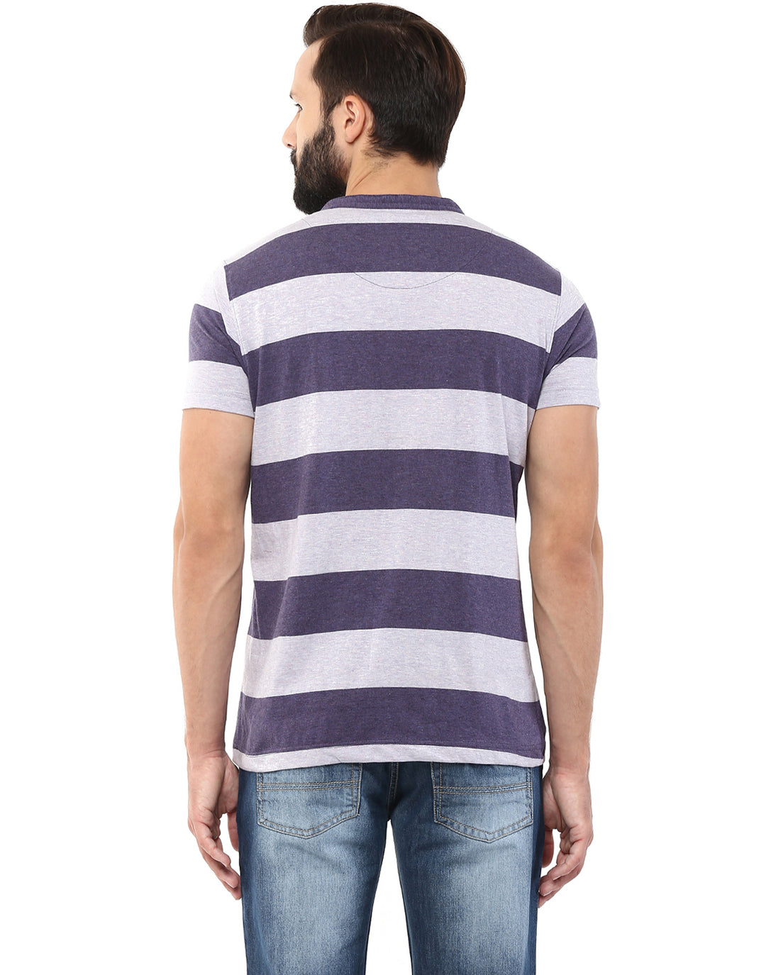 Henley Stripes T-Shirt For Men - (No Exchange No Return)