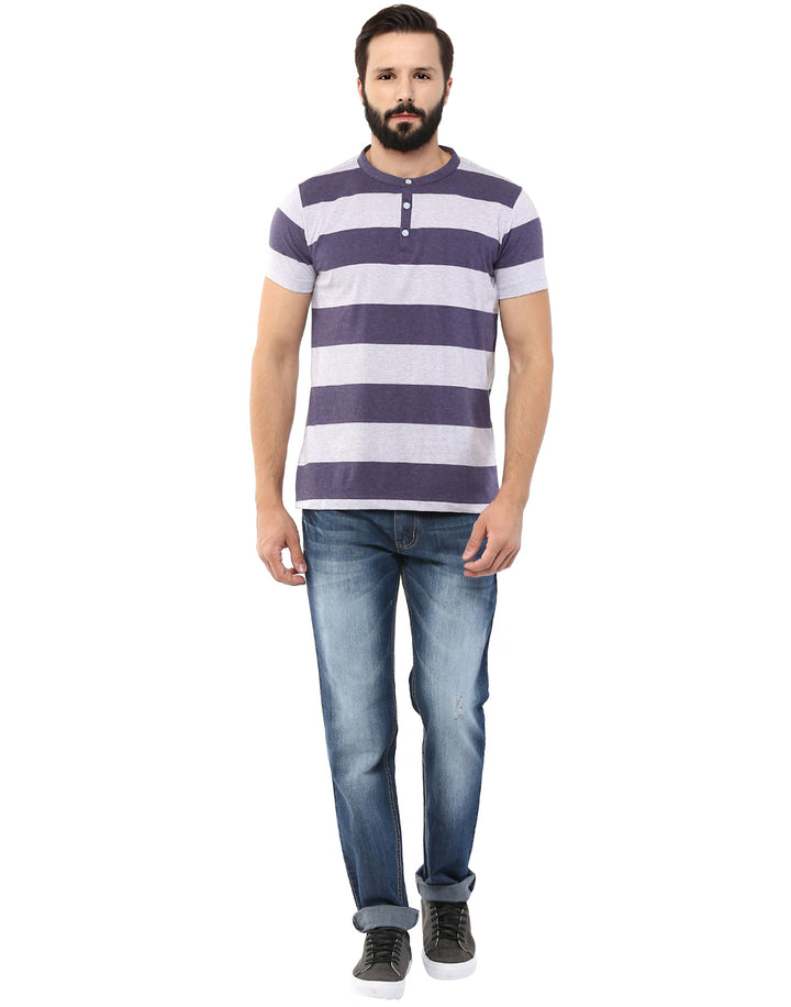 Henley Stripes T-Shirt For Men - (No Exchange No Return)