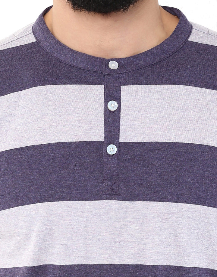 Henley Stripes T-Shirt For Men - (No Exchange No Return)